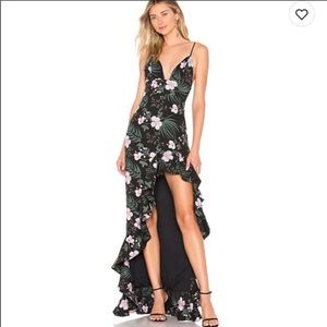 Lovers + Friends embroidered black gown